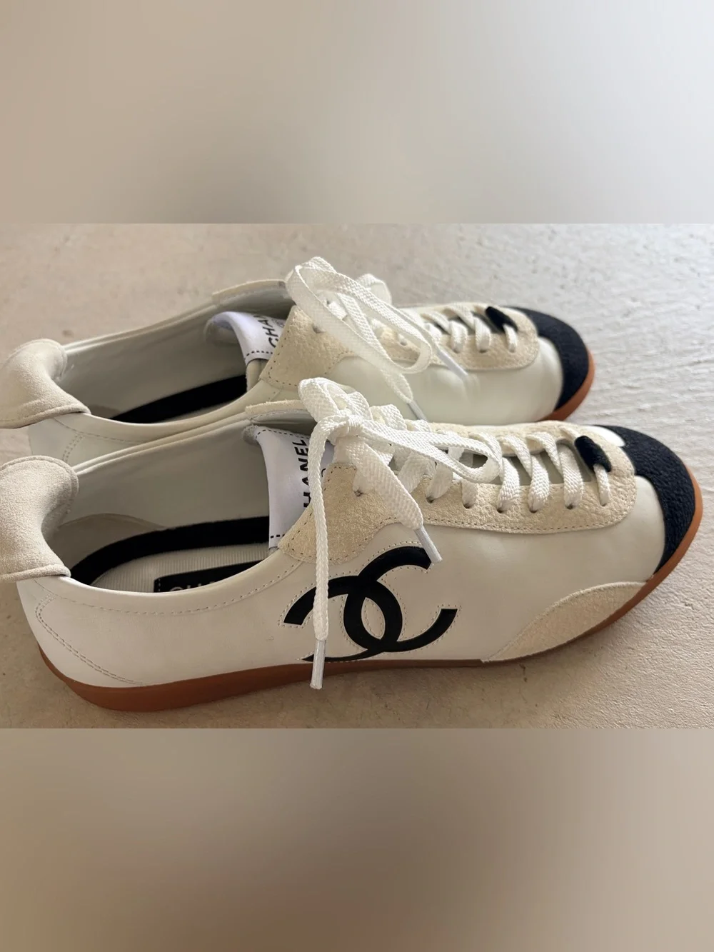 Chanel embossed suede leather sneakers 39